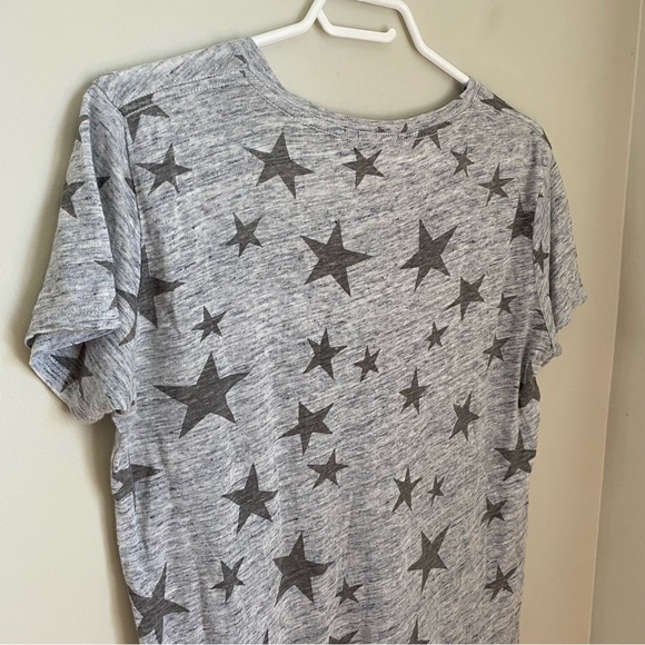 Rails Linen V Neck Top Shirt Tee Cara Gray Star Short Sleeve Size S - Picture 6 of 10